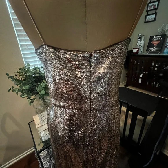 Stunning Parker Black Gold Mini Sequins Cocktail Dress Sz 14 NWT $298